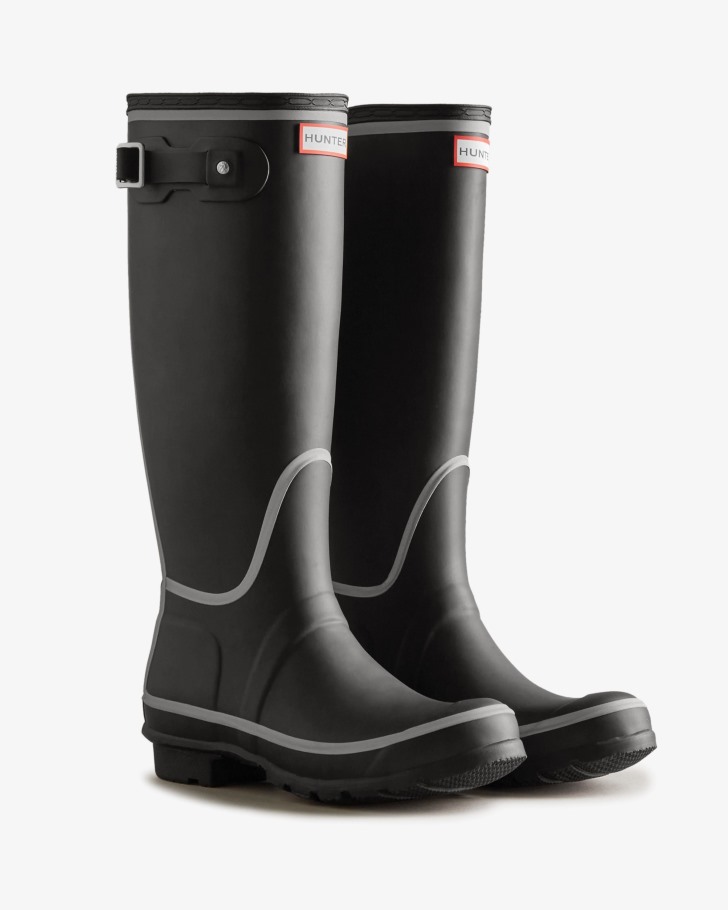 Hunter Women's Reflective Outline Tall Rain Boots Black