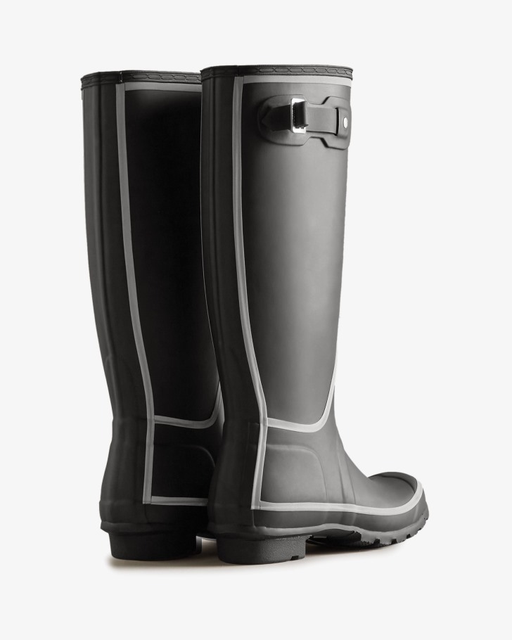 Hunter Women's Reflective Outline Tall Rain Boots Black