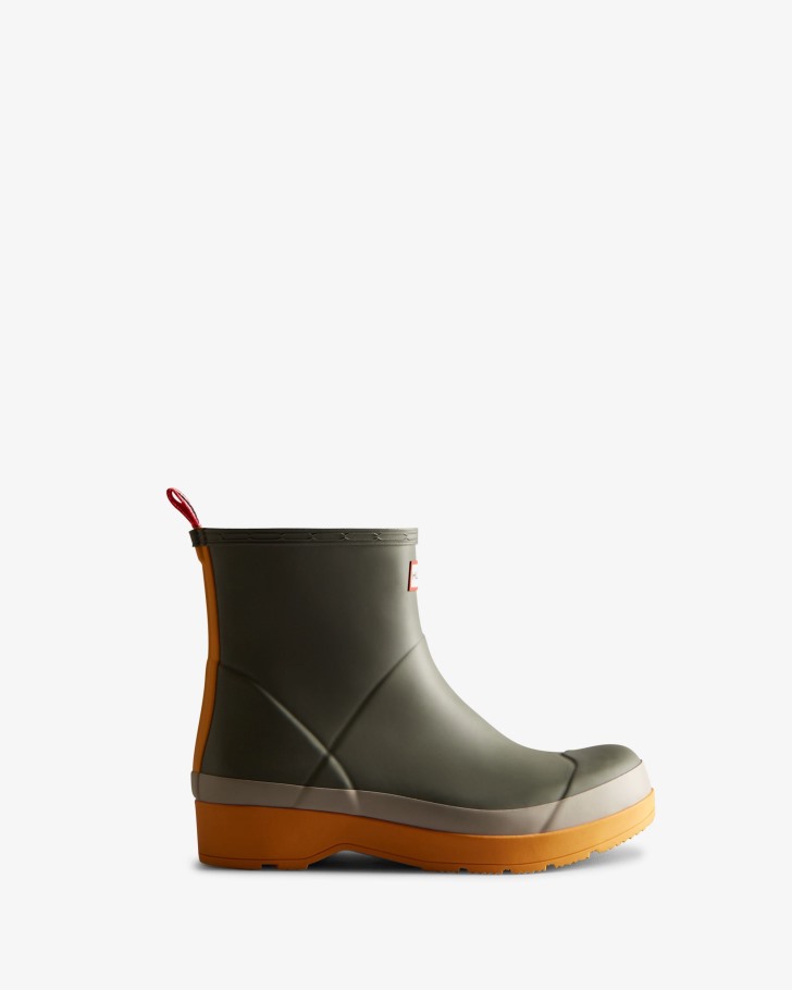 Hunter Men's Play Short Rain Boots Urban Grey-Zinc-Nomad Orange